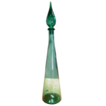 Empoli - a pale green glass decanter, height 62cm.