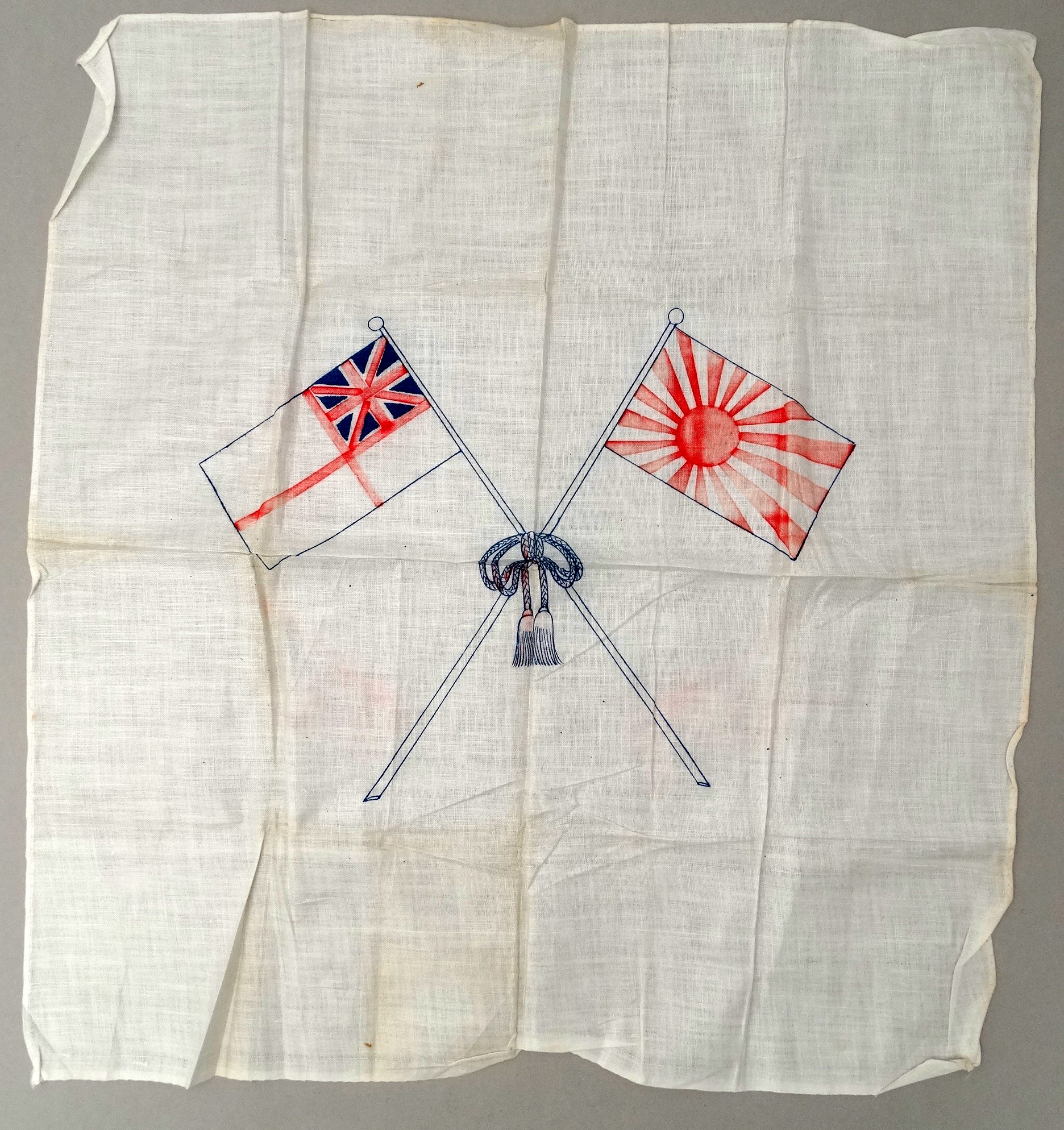 An Anglo-Japanese Alliance (1912-1923) silk handkerchief - decorated with the Royal Navy ensign