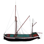 A scratch built wooden model of a London barge - height 130cm, width 130cm.
