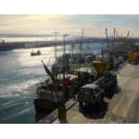 Bernard EVANS (b.1929) New Pier, Newlyn, Morning Oil on canvas Signed lower right and titled verso