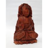 An early 20th cenutury large carved hardwood Tibetan Buddha - in the vitarka mudra pose, height