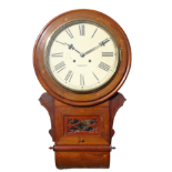 An early 20th century walnut and inlaid American drop-dial clock - by New Haven Clock Co. the