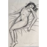 Leonard MAY (1923-1999) Nude Study Charcoal on paper Signed lower right Framed and glazed Picture