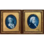 A pair of late 19th century continental porcelain plaques - each depicting an 18th century gentleman