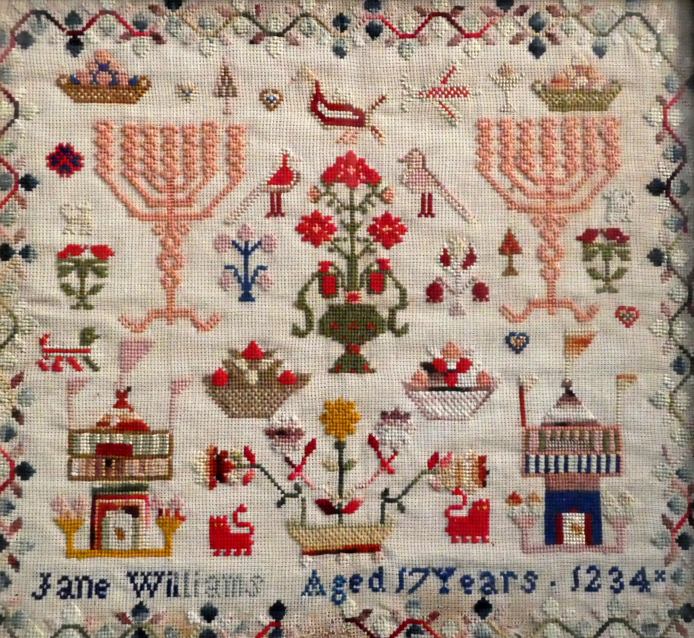 A William IV needlework sampler - showing flowers and birds, Jane Williams Aged 17 Years 1834, - Image 2 of 3