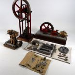 A Stuart stationary engine - on a mahogany base, together with three further stationary engines