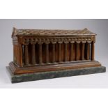 A 19th century model of the temple of Artemis at Ephesus - copper alloy and raised on a marble