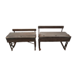 A pair of late 19th century iron framed school desks - manufactured by George M Hammer of London,