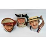 A large Royal Doulton character jug - Viking, height 18cm, together with Gondolier and Drake (3).