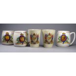 An Edward VIII Coronation mug - together with four further George VI Coronation mugs (5).