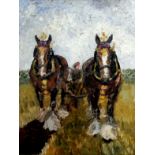 Cyril DICKENS (British 20th century) Plough Team Oil on canvas board Framed Picture size 39 x 29cm