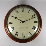 A 19th century mahogany cased wall clock - by Wilmshurst, Chichester, the cream dial set out in
