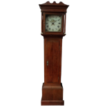An early 19th century oak longcase clock - fitted with a 30 hour movement, the white enamel dial set