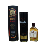 A bottle of Glenfarclas single malt whisky, boxed - together with a half bottle of Glenfiddich