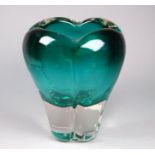 William Wilson for Whitefriars 'Molar' vase - model 9410, circa 1957, casted green glass, height