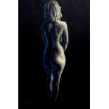 Owen CLAXTON 20th/21st Century British School Nude Study Chalk on black paper Signed lower left