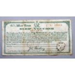 A WWI green 4 1/2% war loan scrip voucher - Reg. No. 000031, signed by John Bradbury and date