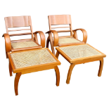 A pair of contemporary satin birch chairs - with cane seats and folding backs, together with a