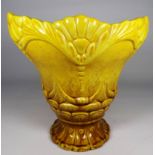 A late 19th century Ault Pottery jardinière - with a graduated speckled yellow glaze, height 22cm.