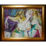 PATRICIA DEARDEN British 20th/21st Century Nude Study Oil on board Signed with initials lower left
