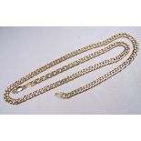 A 9ct yellow gold flat link chain - length 64cm, weight 23.6g.