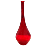 Empoli - a red glass vase with narrow stem, height 48cm.