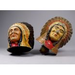 A Guy commercial vehicle Indian head mascot - cast alloy and later painted, height 12cm, together