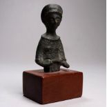 A bronze figure of Diana - on a wooden base, height 10cm.