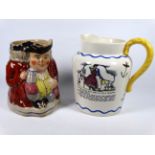 A 19th century Staffordshire Toby jug - height 16cm, together with a Royal Doulton Sea Shanty jug (
