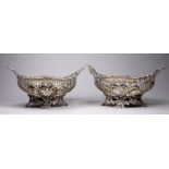 A pair of pierced sweetmeat dishes - London 1891, sponsor's mark for William Comyns & Sons, of