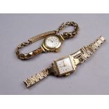 A ladies Tegra wristwatch - with 9ct yellow gold case and strap, together with another Avia 9ct