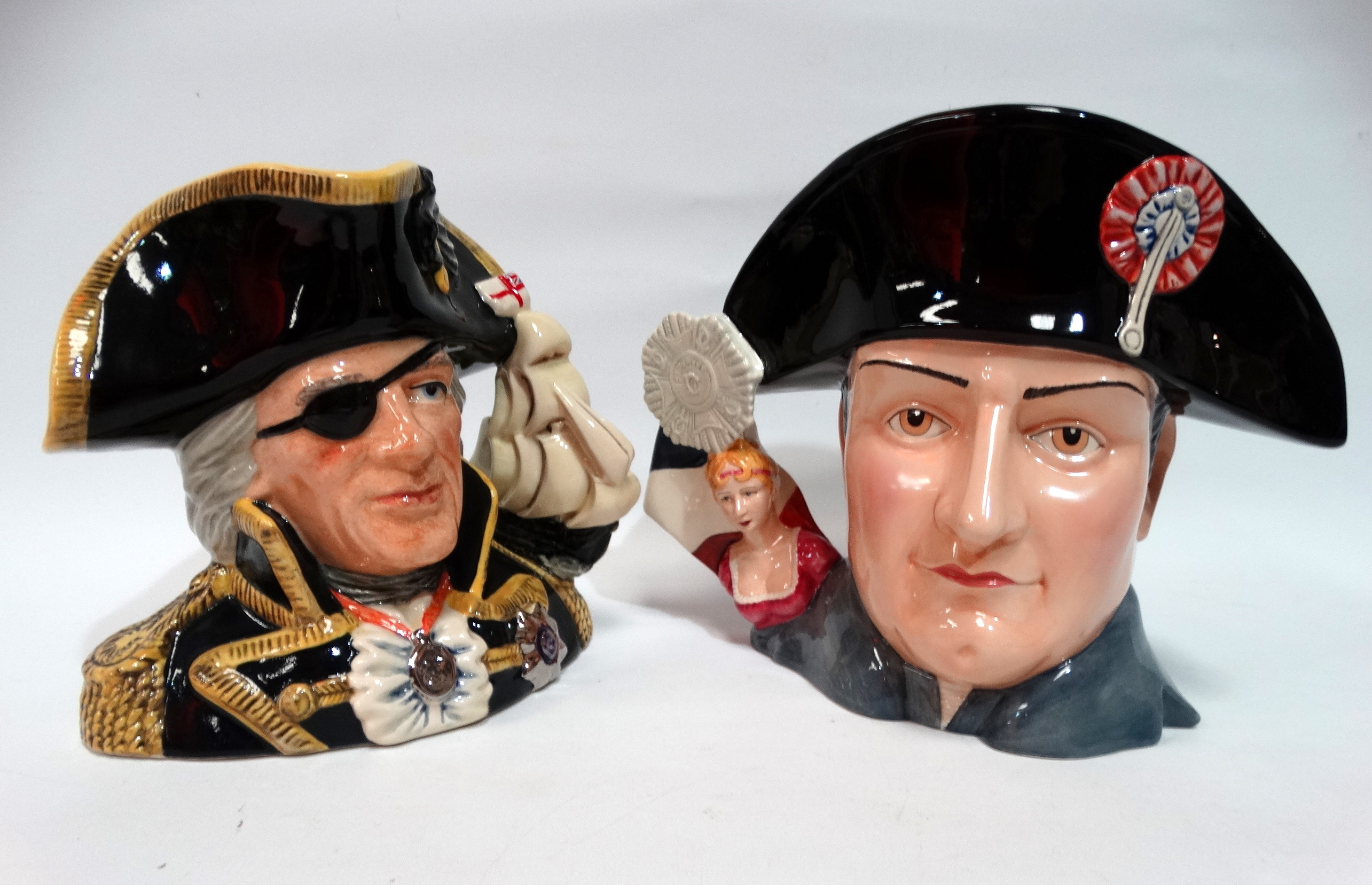 A large Royal Doulton character jug - Vice Admiral Lord Nelson, height 18cm, together with