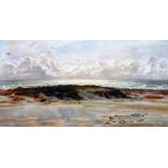 CROXTON 19th/20th Century British School Quiet Beach Sunset Oil on canvas Signed and dated 99