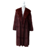 A ladies mink coat - by Kent & Francis, with wide collar, coffee crepe lining, size 12/14, length