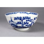 A mid 18th century Worcester bowl circa 1778 - blue and white oriental decoration, W mark to base,