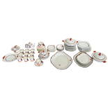 An extensive Shelley Art Deco dinner and tea service - decorated in orange and black on a white