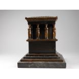 A 19th century model of the temple of Erechtheus in Athens - copper alloy and raised on a marble