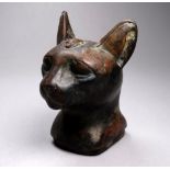 After the antique, a model of an Egyptian cat's head - with scarab beetle, height 12cm.