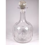 A cut glass magnum decanter - with faceted neck and band below, with a star cut base and