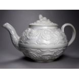 A mid 19th century Wedgwood teapot - the knop in the form of a spaniel and with a flower and foliate