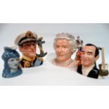 A large Royal Doulton character jug - Queen Elizabeth II, height 18cm, together with Earl