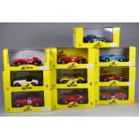 Ten Art Model die cast collector's cars - Ferraris of the 20th century, within presentation cases,