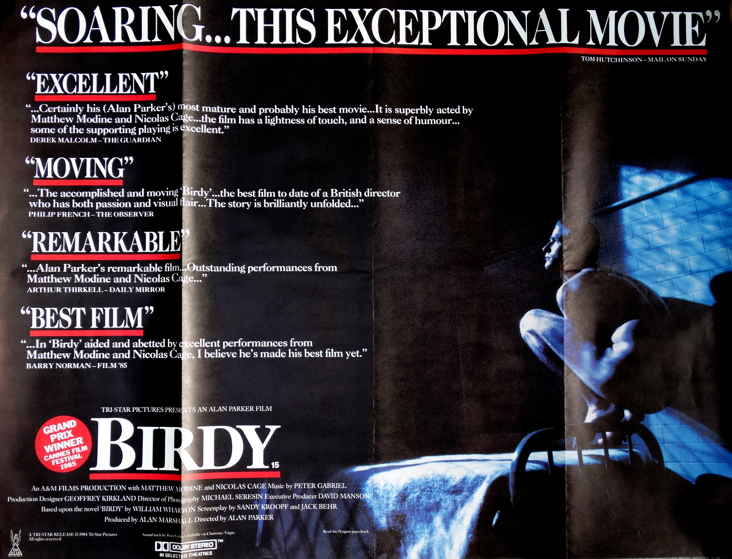 An original UK Quad film poster - 'Birdy', 764 x 1014mm.