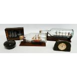 A 20th century ship in bottle - the four masted vessel named Lucinda, width 30cm, together with