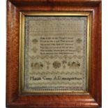 A William IV sampler - by Matilda Caney, aged 8 years, dated 1836, with text, floral sprays and