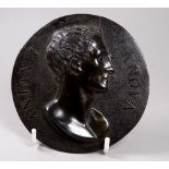 After Francesco Putiati - a 19th century bronze medallion of Antonio Canova, diameter 12cm.