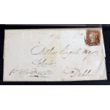 GB 1841 Penny Red - on envelope from Ennis to Dublin, postmarked on front with Limerick Black