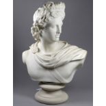 A parian bust of Apollo - the socle base inscribed 'Art Union of London 1861', height 34cm.