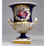 Chamberlains Worcester campana style vase - incorporating a vignette with floral decoration on a