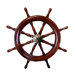 An early 20th century ship's wheel - with brass hub, diameter 86cm.